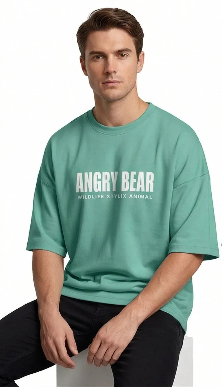 XTYLIX Angry Bear Oversized T-Shirt for Men/Women | Premium Cotton Gra ...